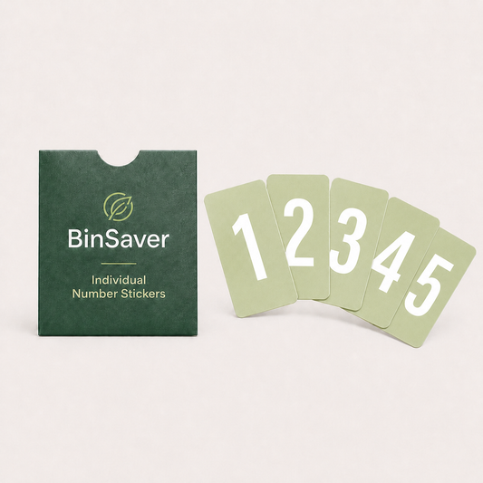 BinSaver number sticker kit for food waste caddy and wheelie bin identification